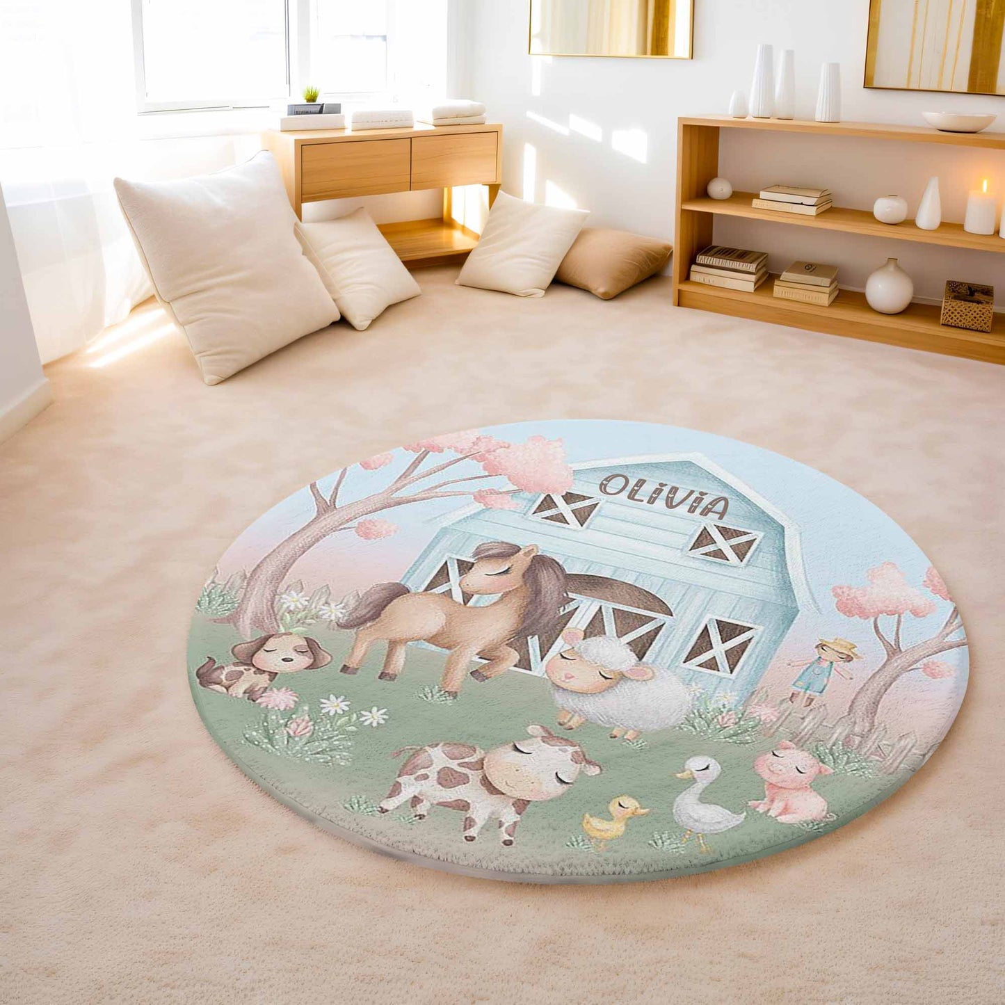 Farm Animals Round Rug