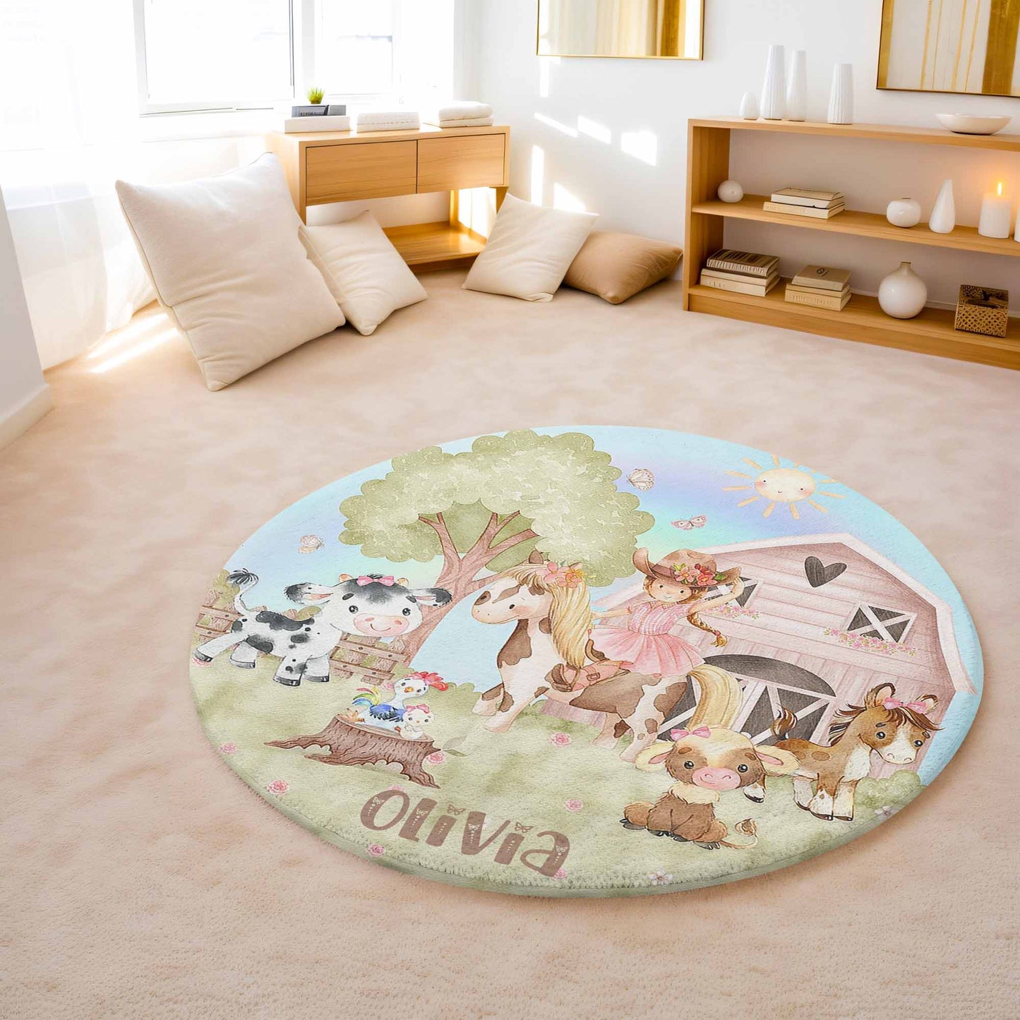 Farm Animals Round Rug