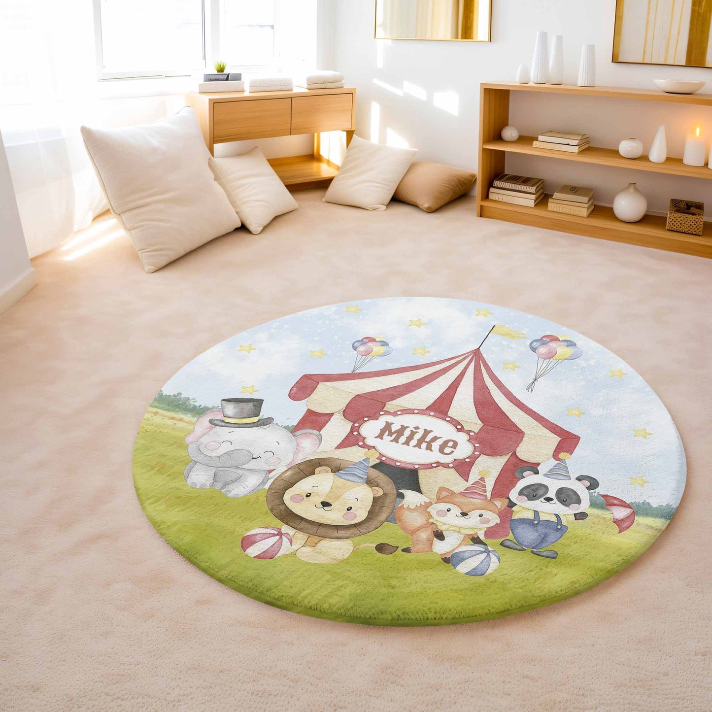 Circus Animals Round Rug