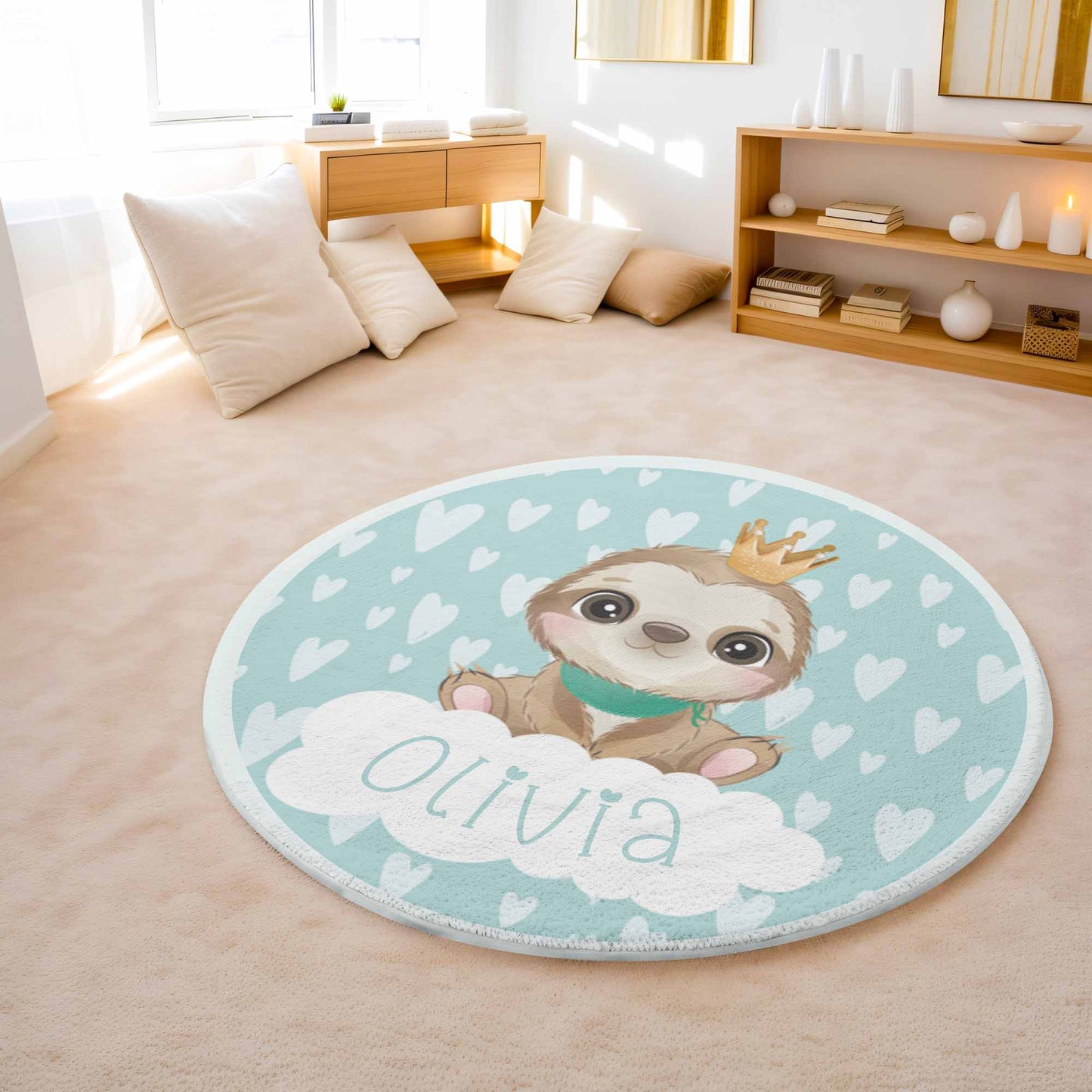 Baby Sloth Round Rug