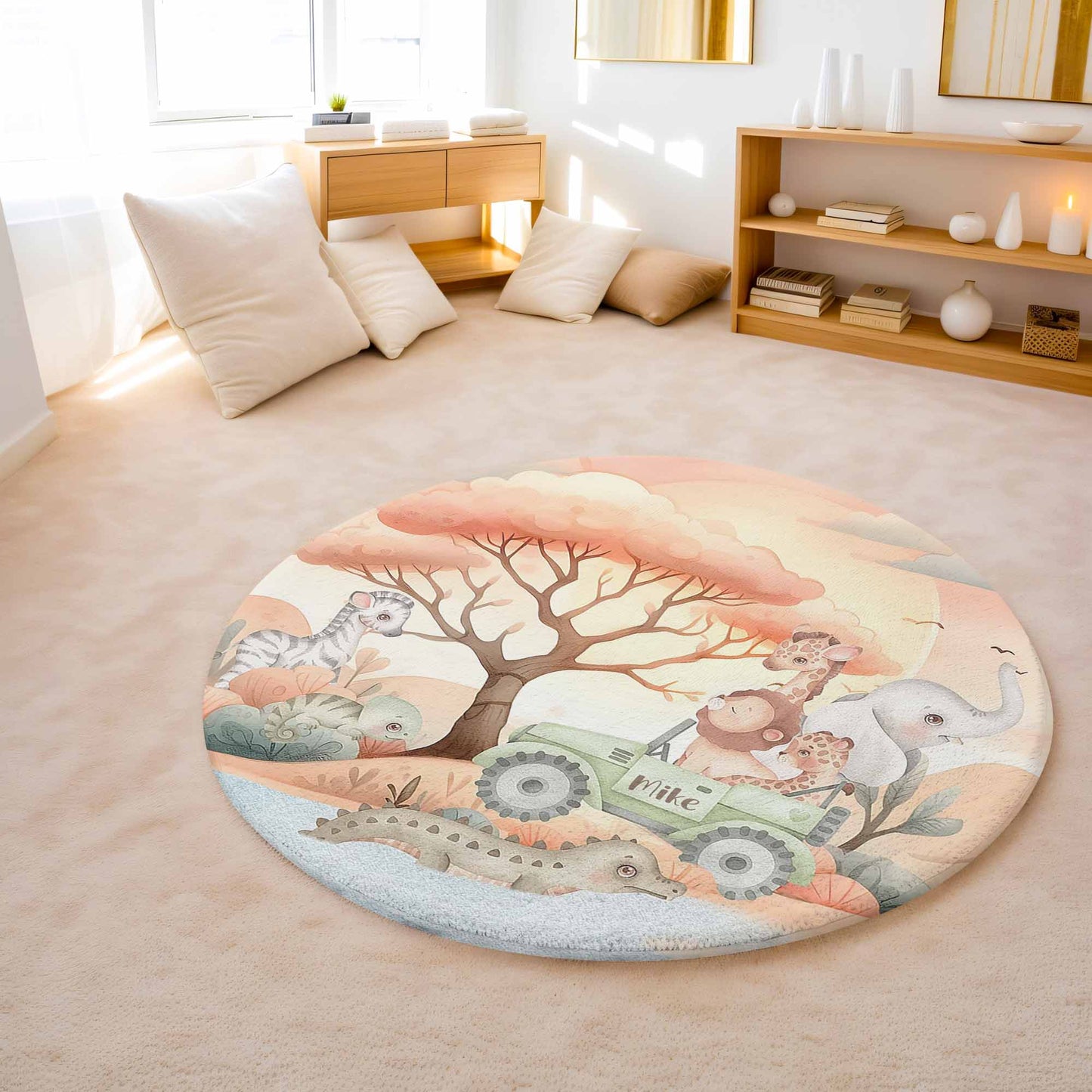 Safari Animals Round Rug