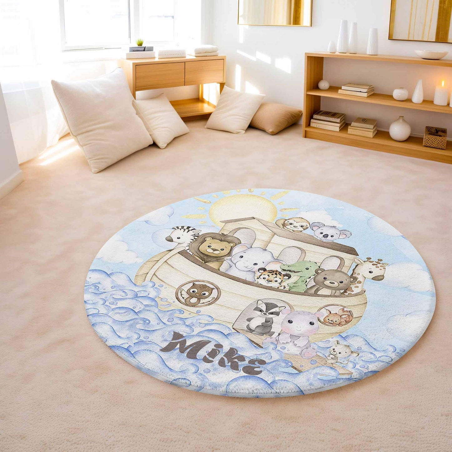 Noah's Ark Animals Round Rug