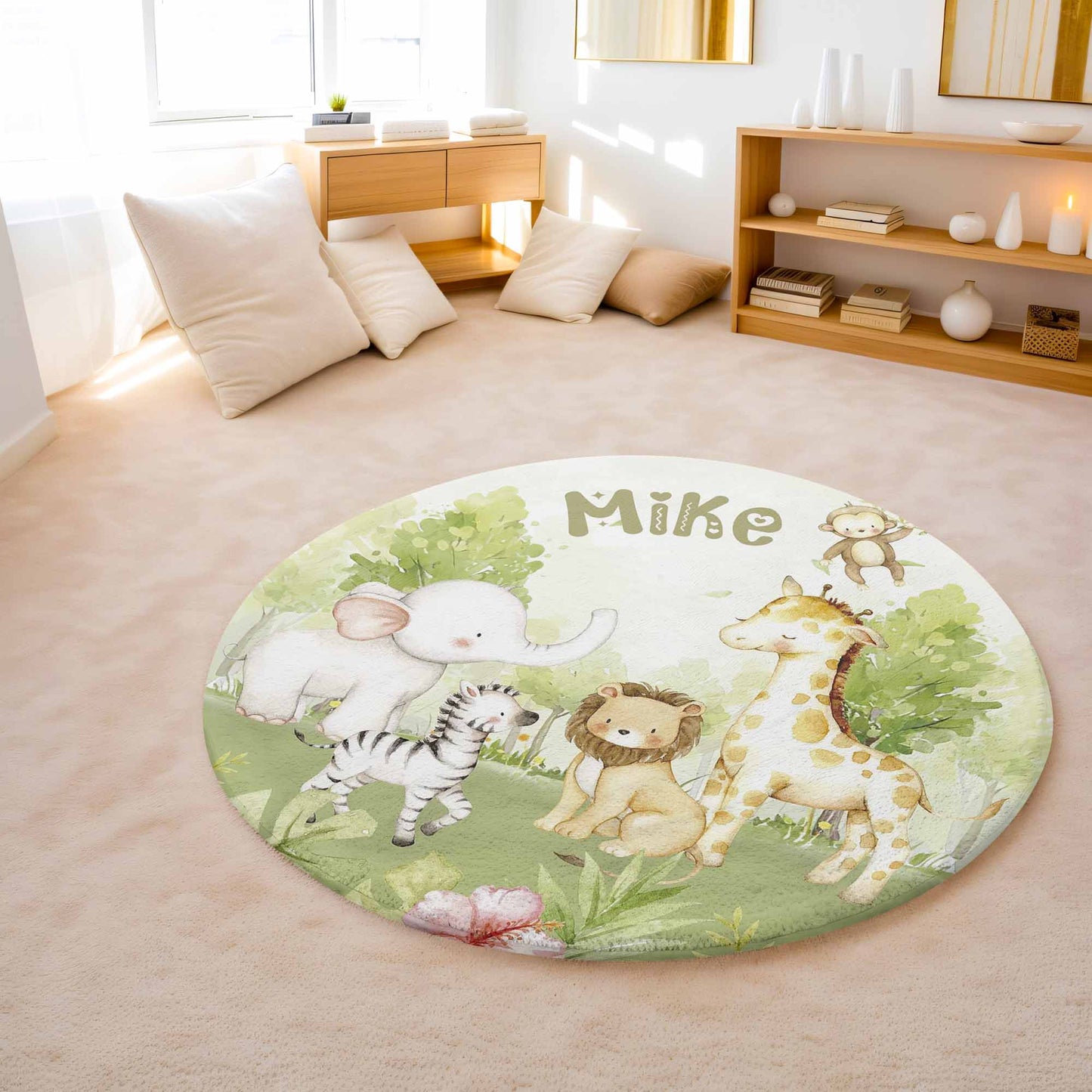 Safari Animals Round Rug