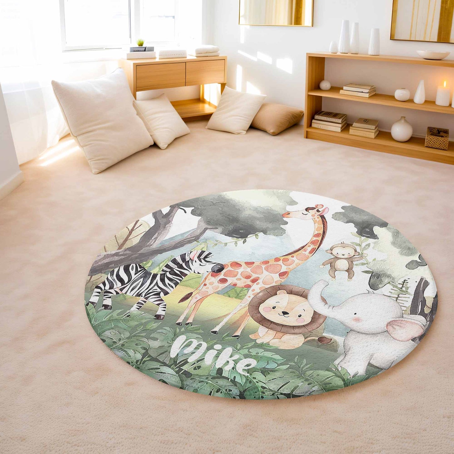 Safari Animals Round Rug