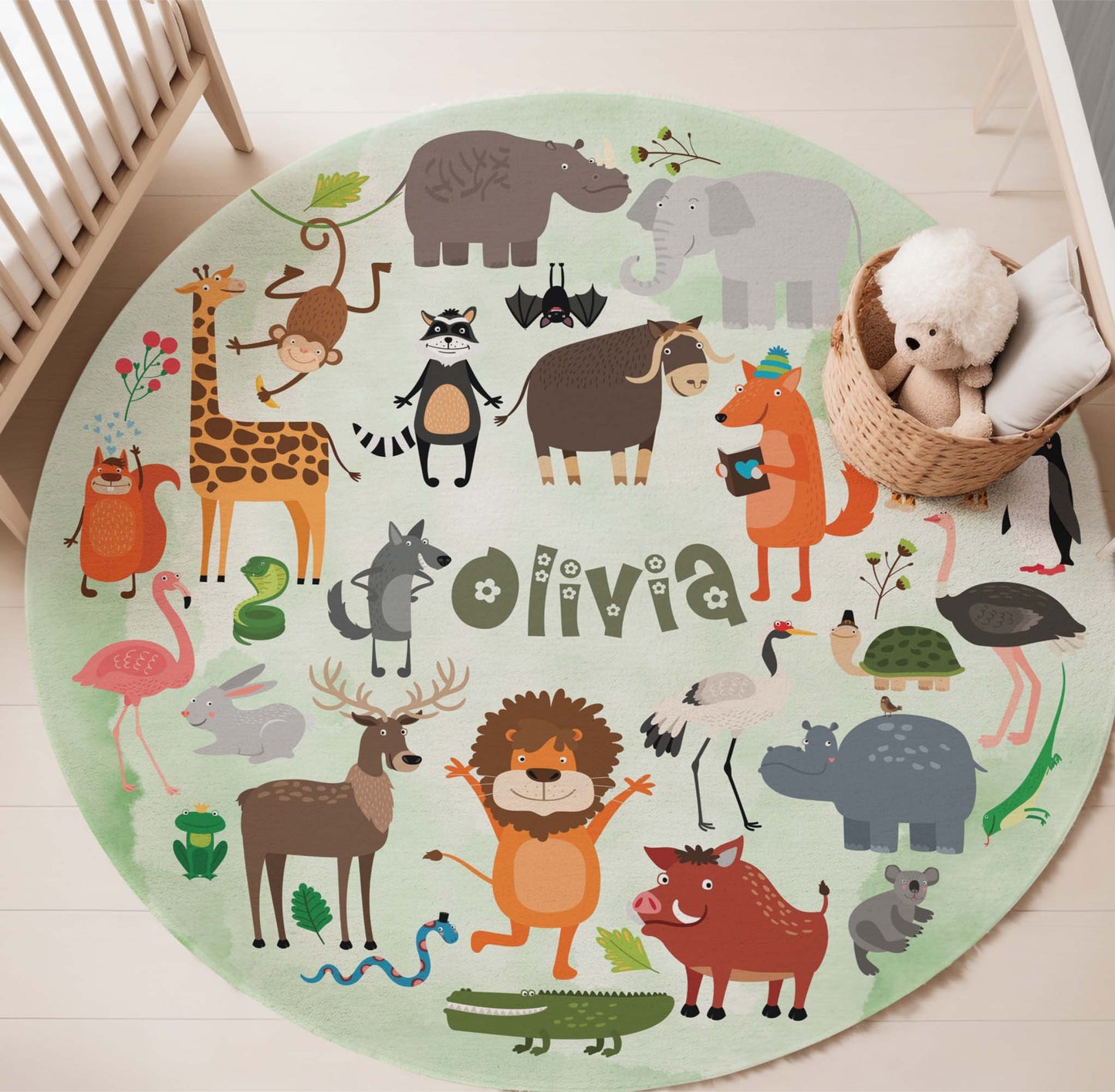 Safari Animals Round Rug