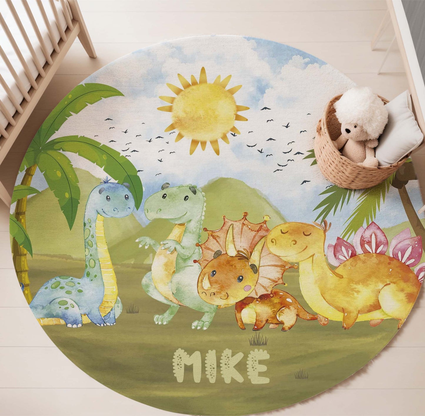 Dinosaur Family Round Rug