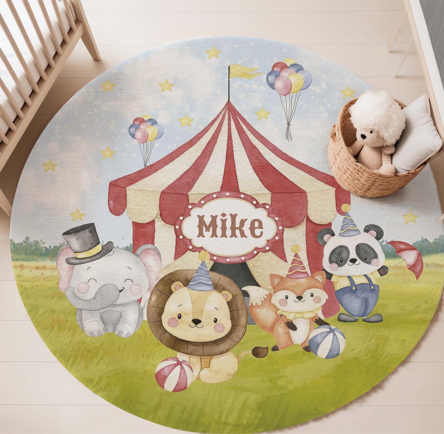 Circus Animals Round Rug