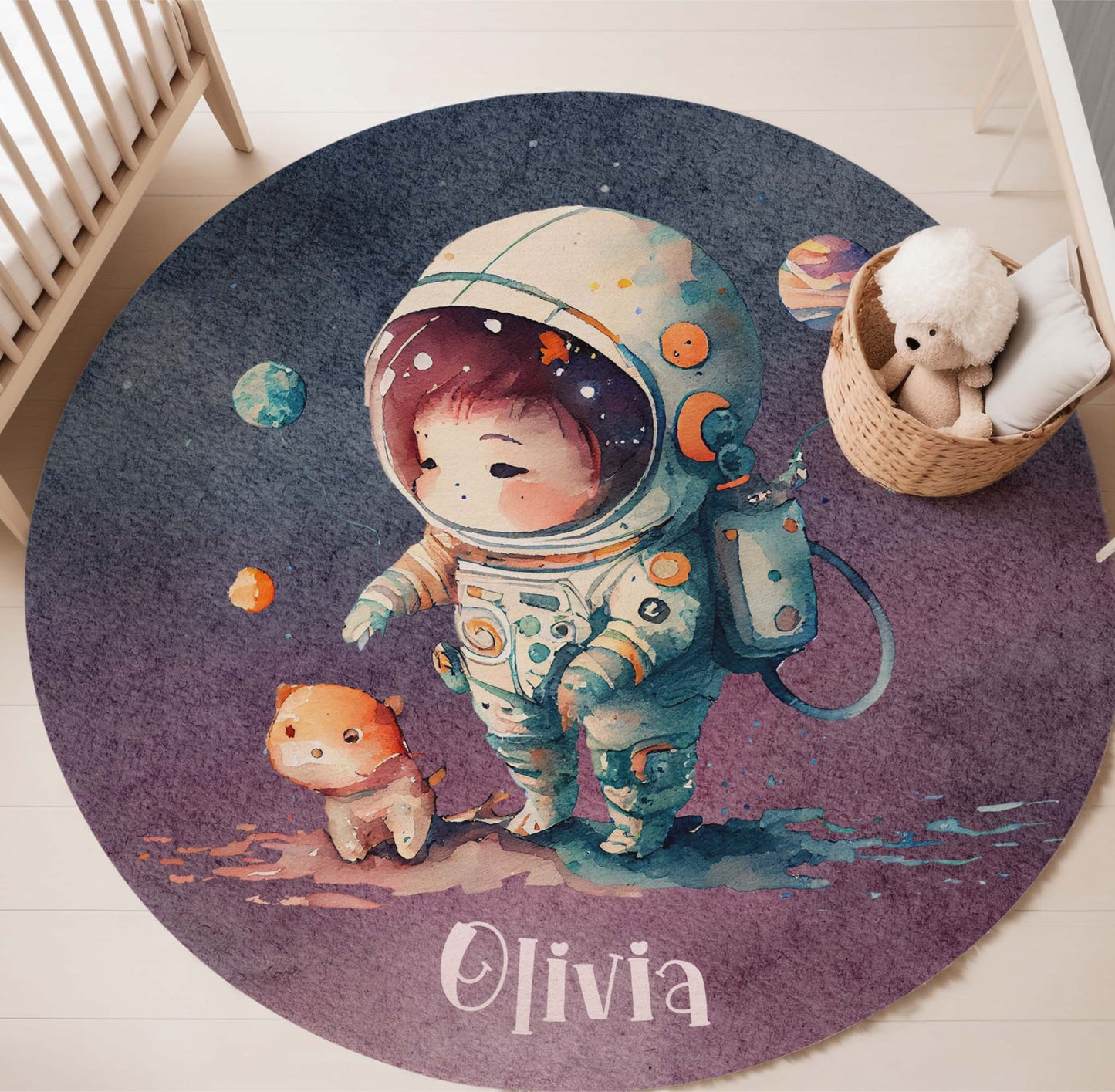 Little Astronaut Round Rug