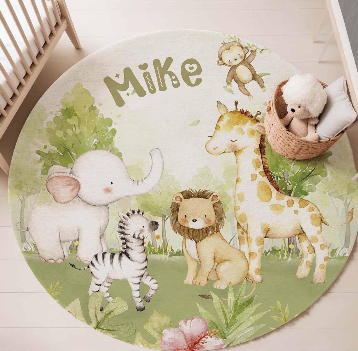 Safari Animals Round Rug
