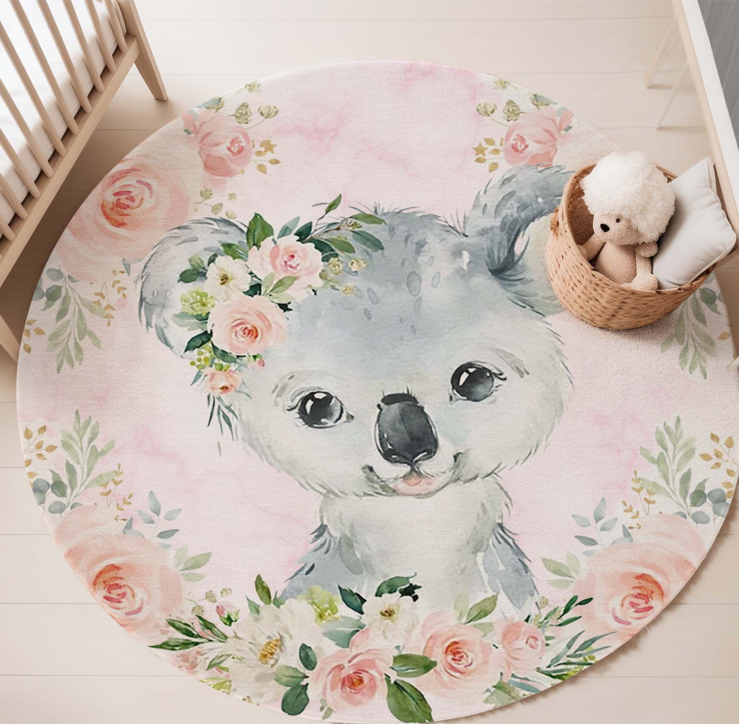 Baby Koala Rose Floral Round Rug