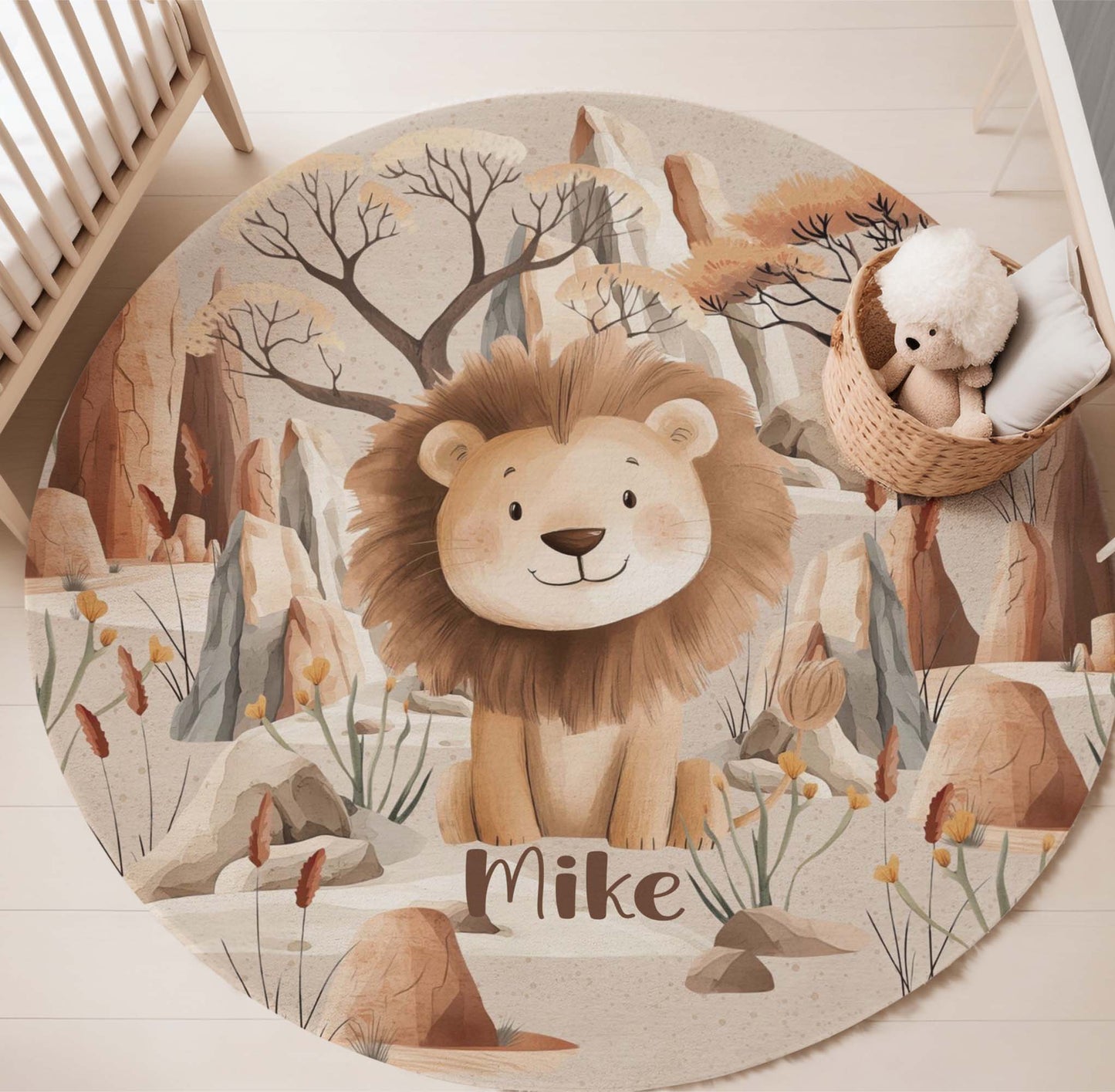 Safari Lion Round Rug