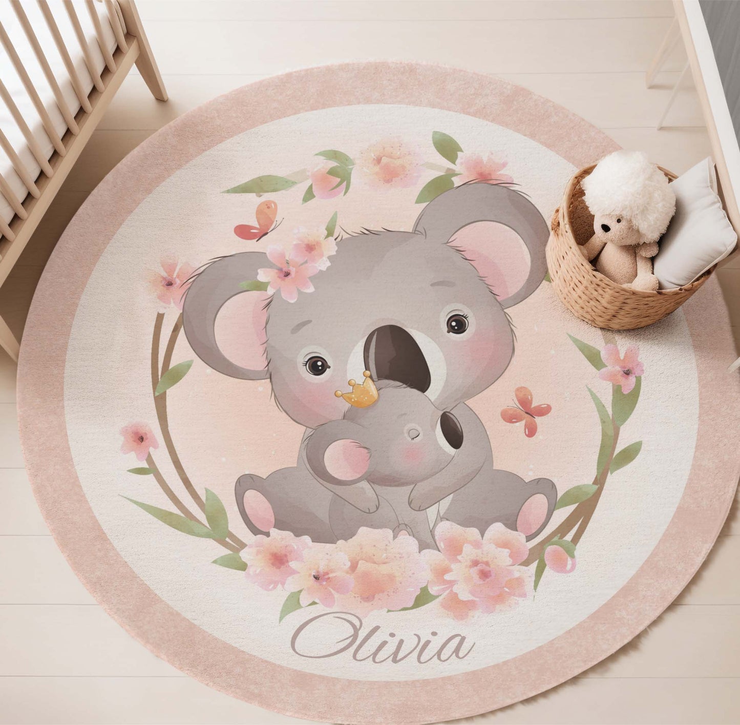 Mom And Baby Koala Round Rug