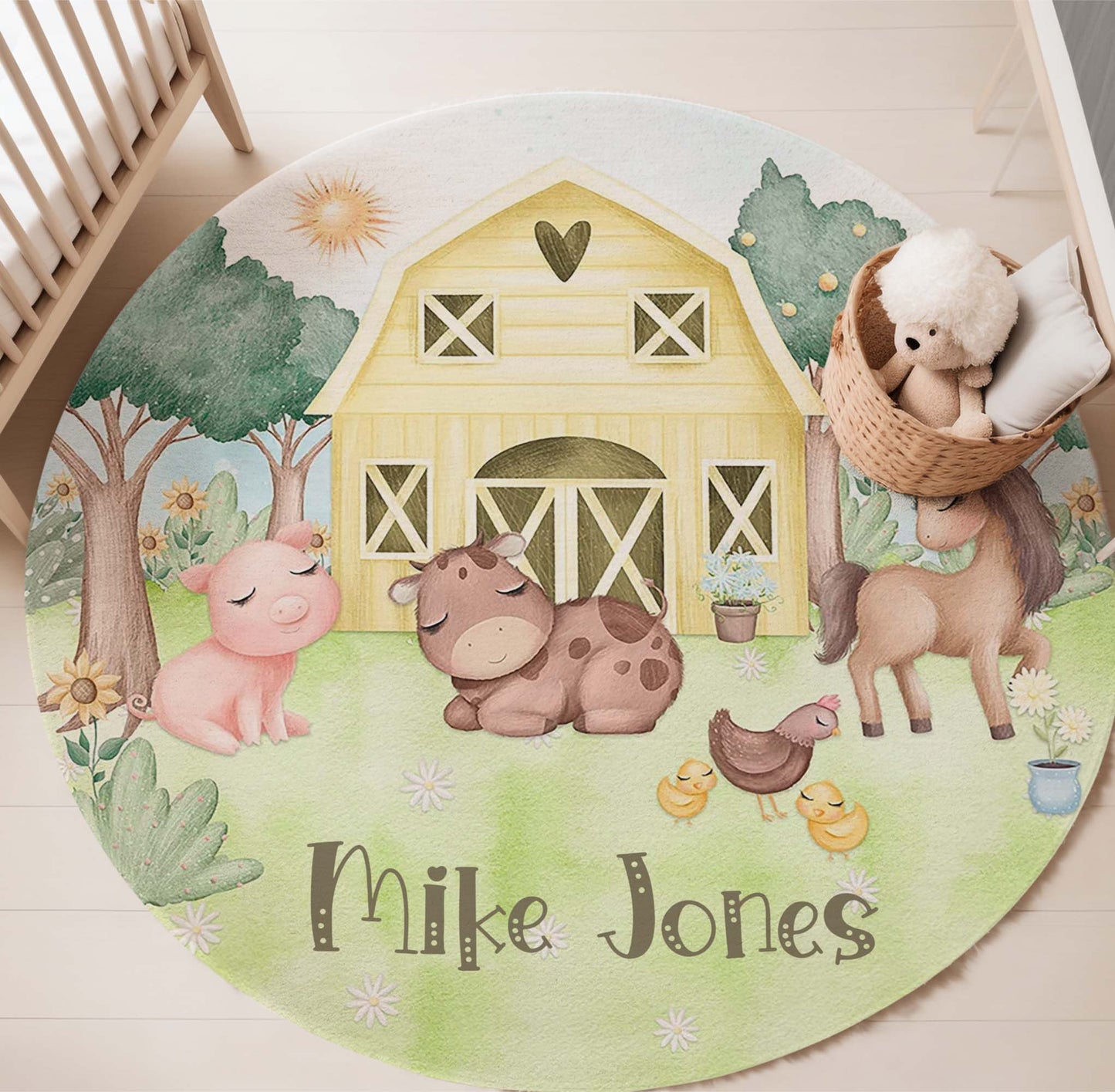 Farm Animals Round Rug