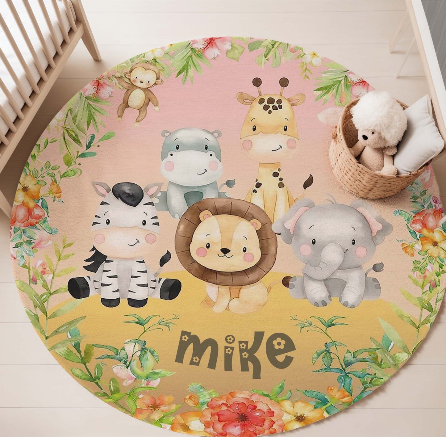 Safari Animals Round Rug
