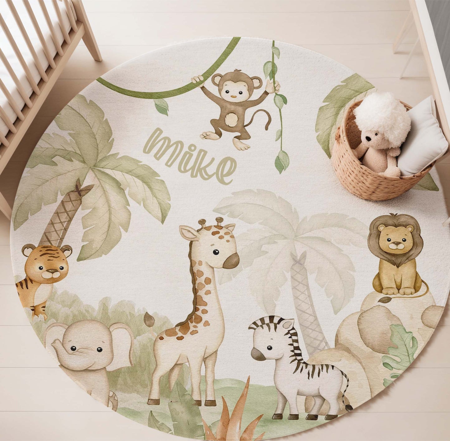 Baby Safari Animals Round Rug