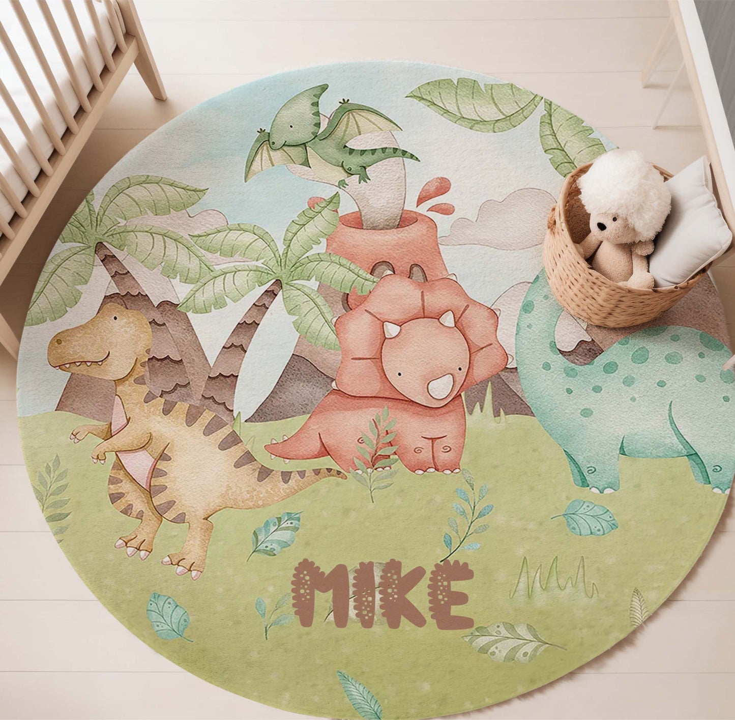 Dinosaur Family Round Rug