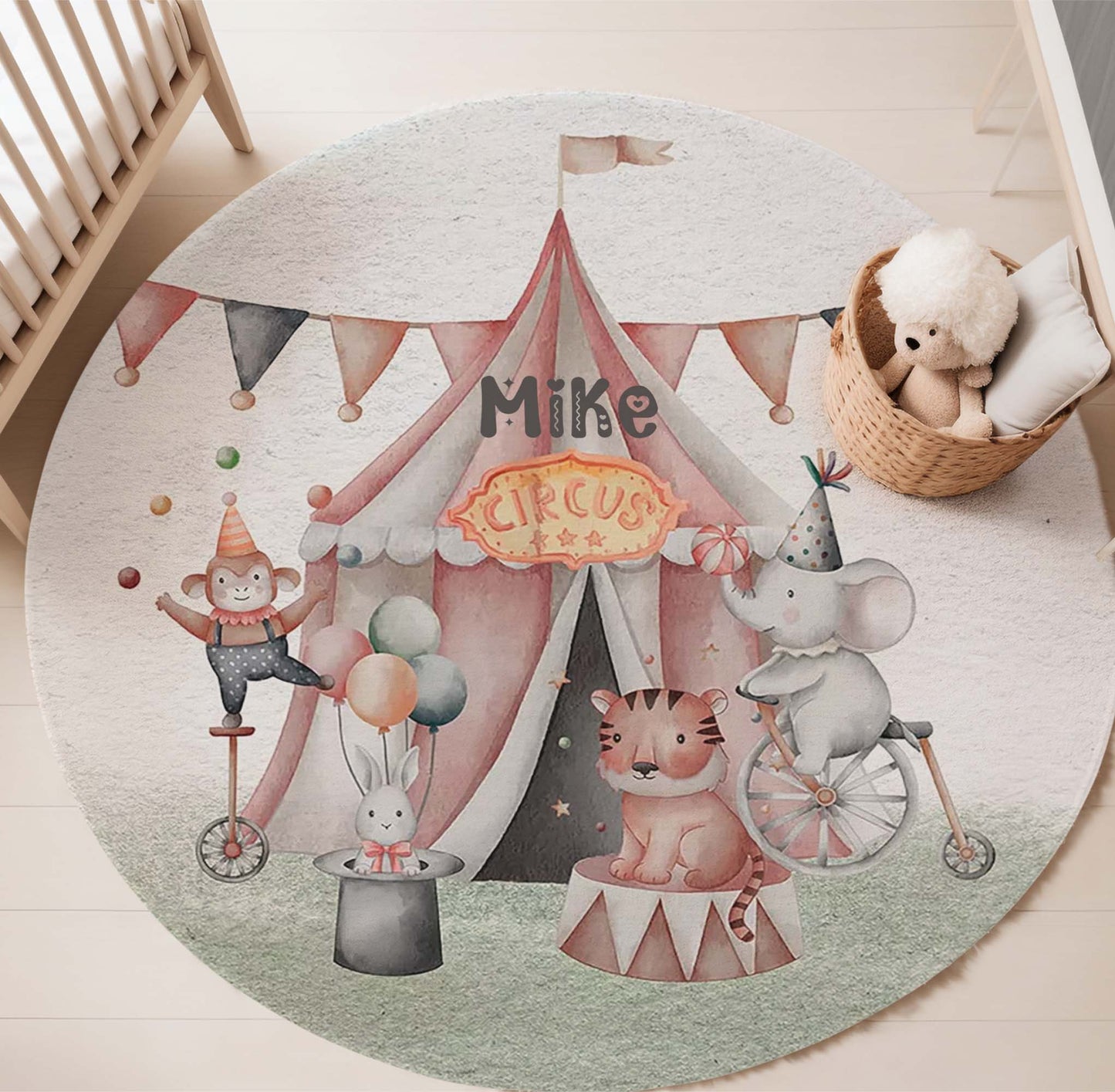 Circus Animals Round Rug