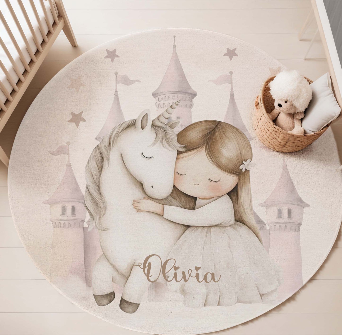 Princess Unicorn Round Rug