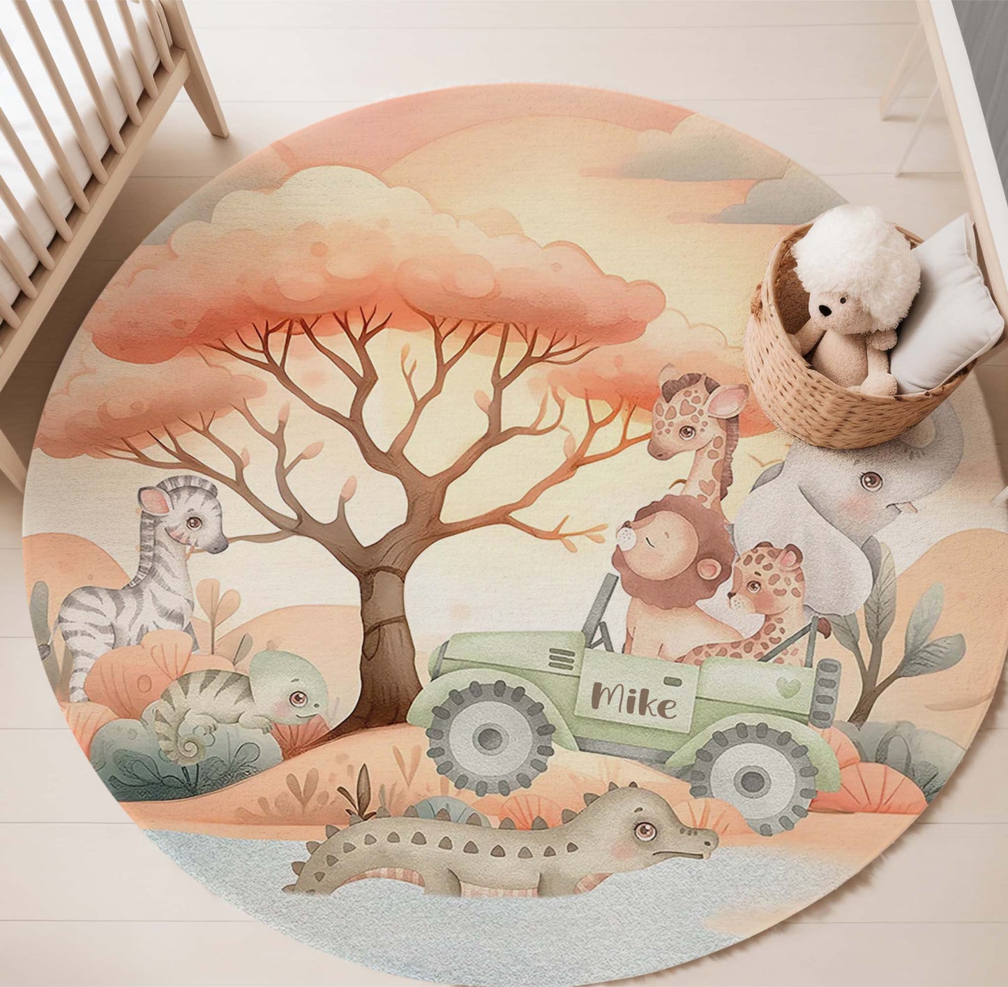 Safari Animals Round Rug