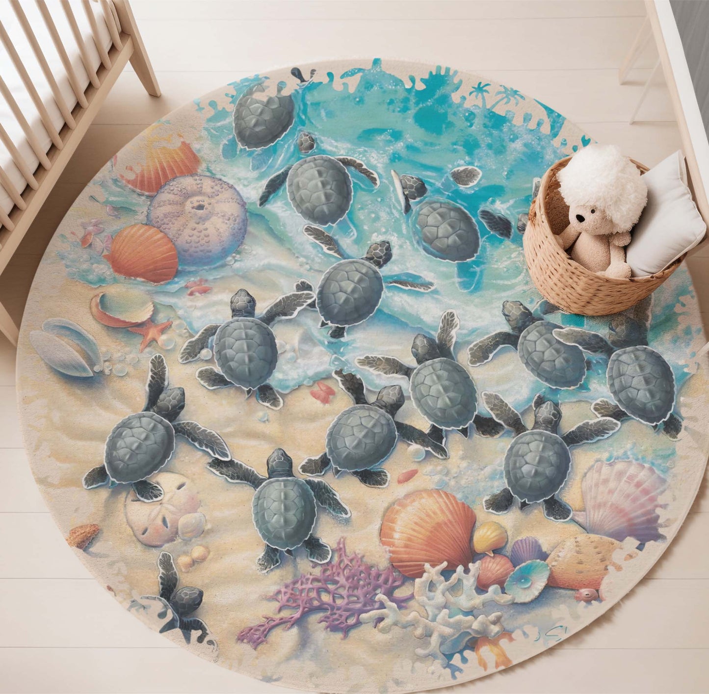 Baby Sea Turtle Round Rug