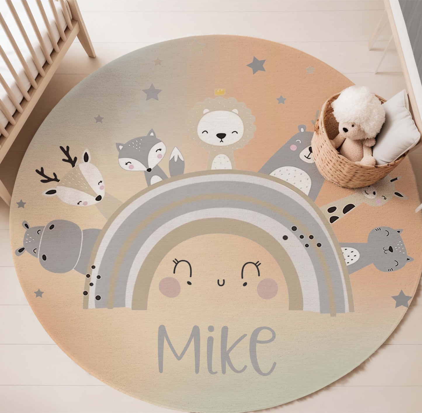 Rainbow Animals Round Rug