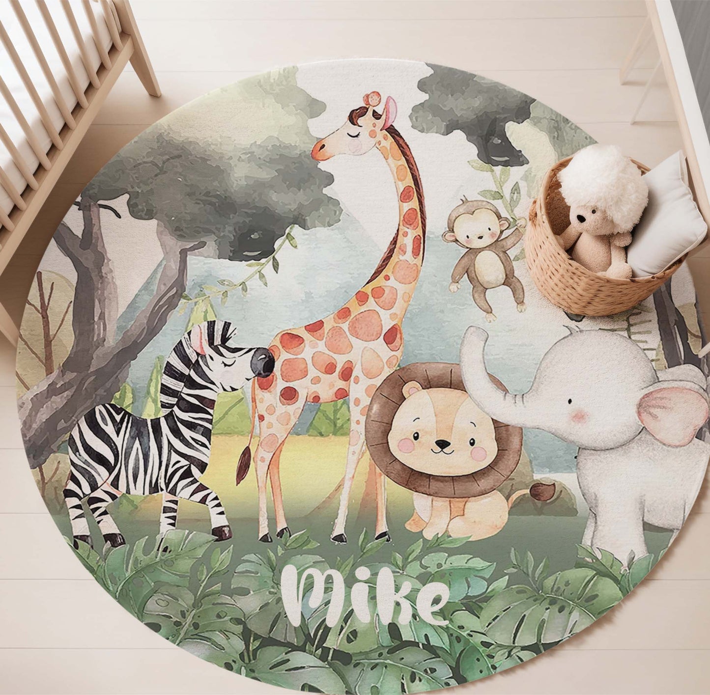 Safari Animals Round Rug