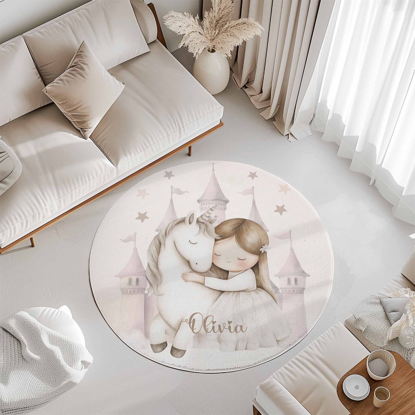 Princess Unicorn Round Rug