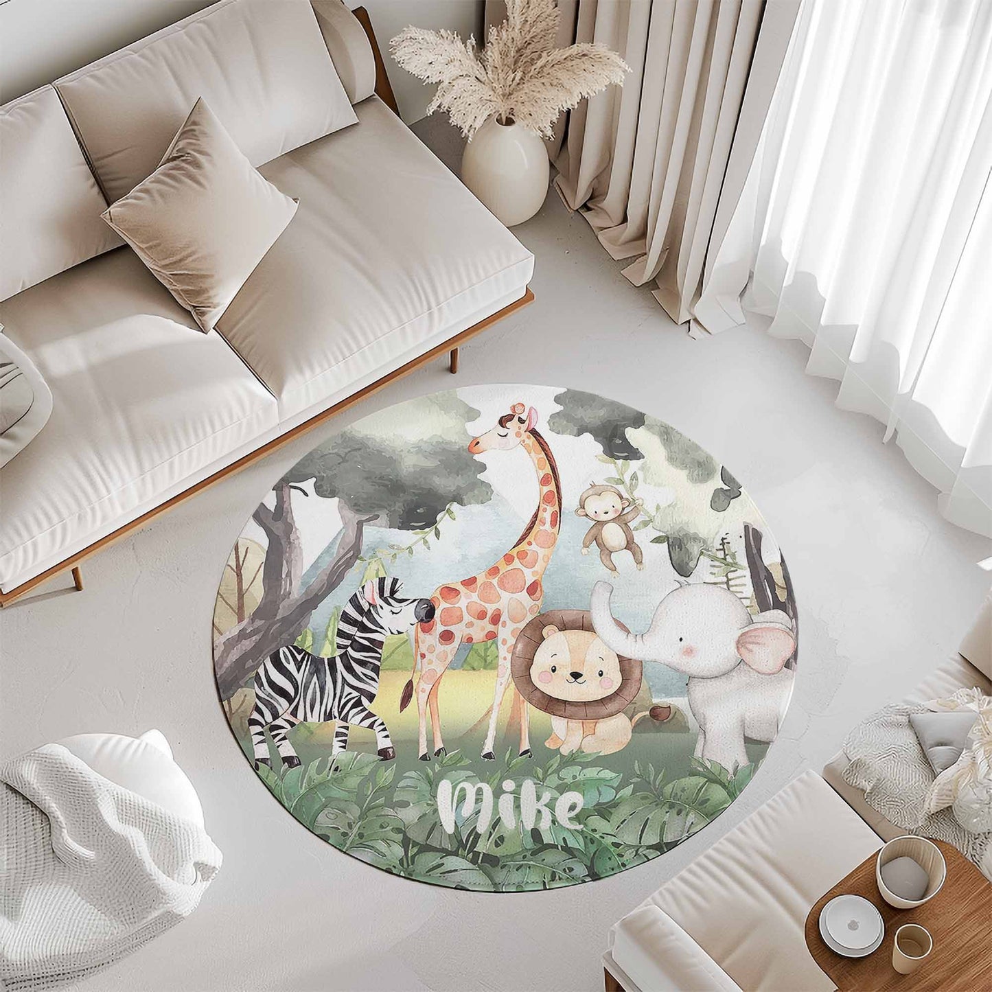 Safari Animals Round Rug