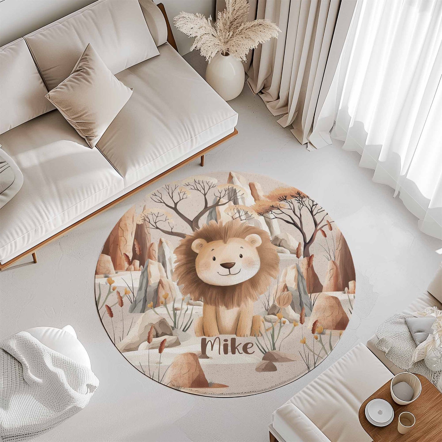 Safari Lion Round Rug