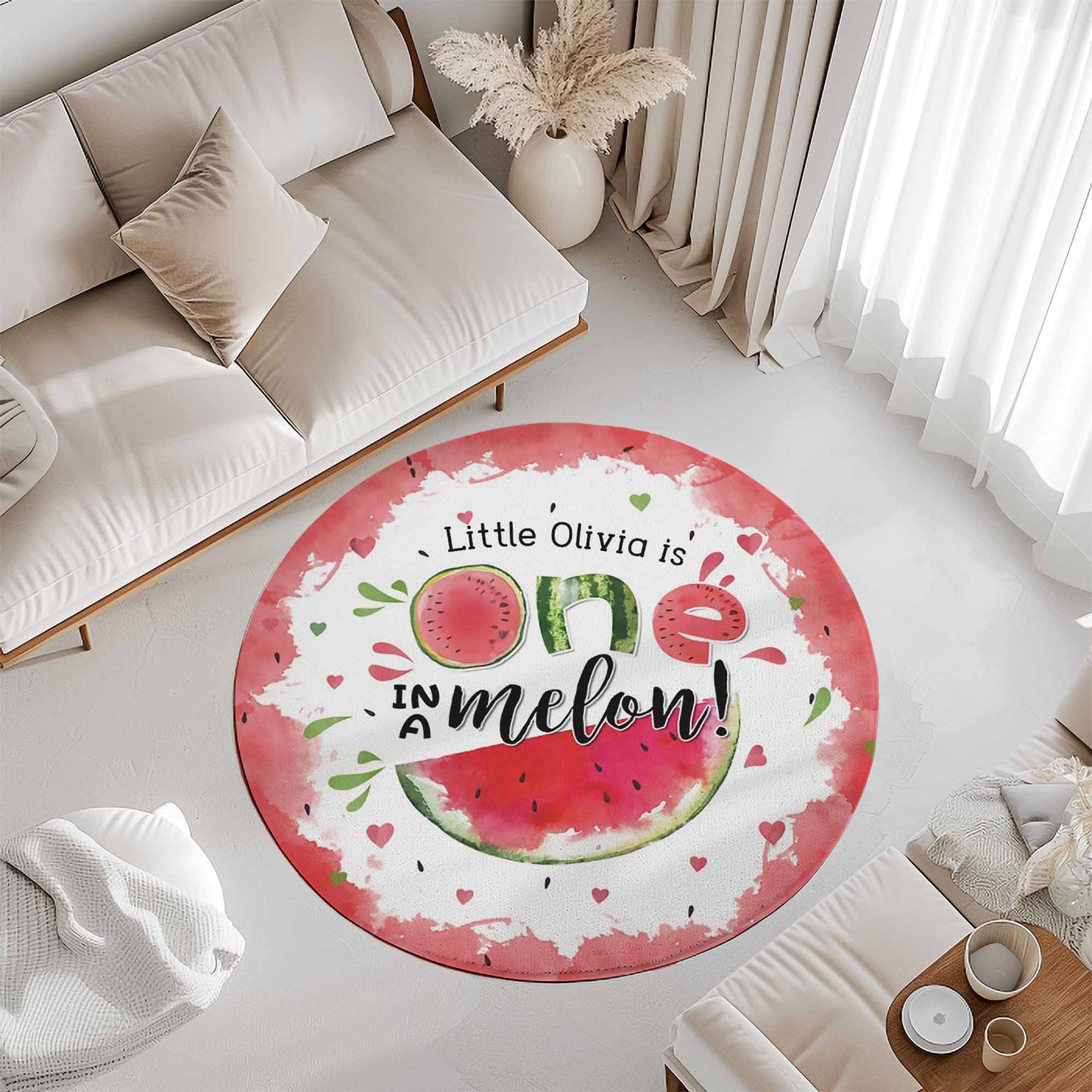 One In A Melon Round Rug