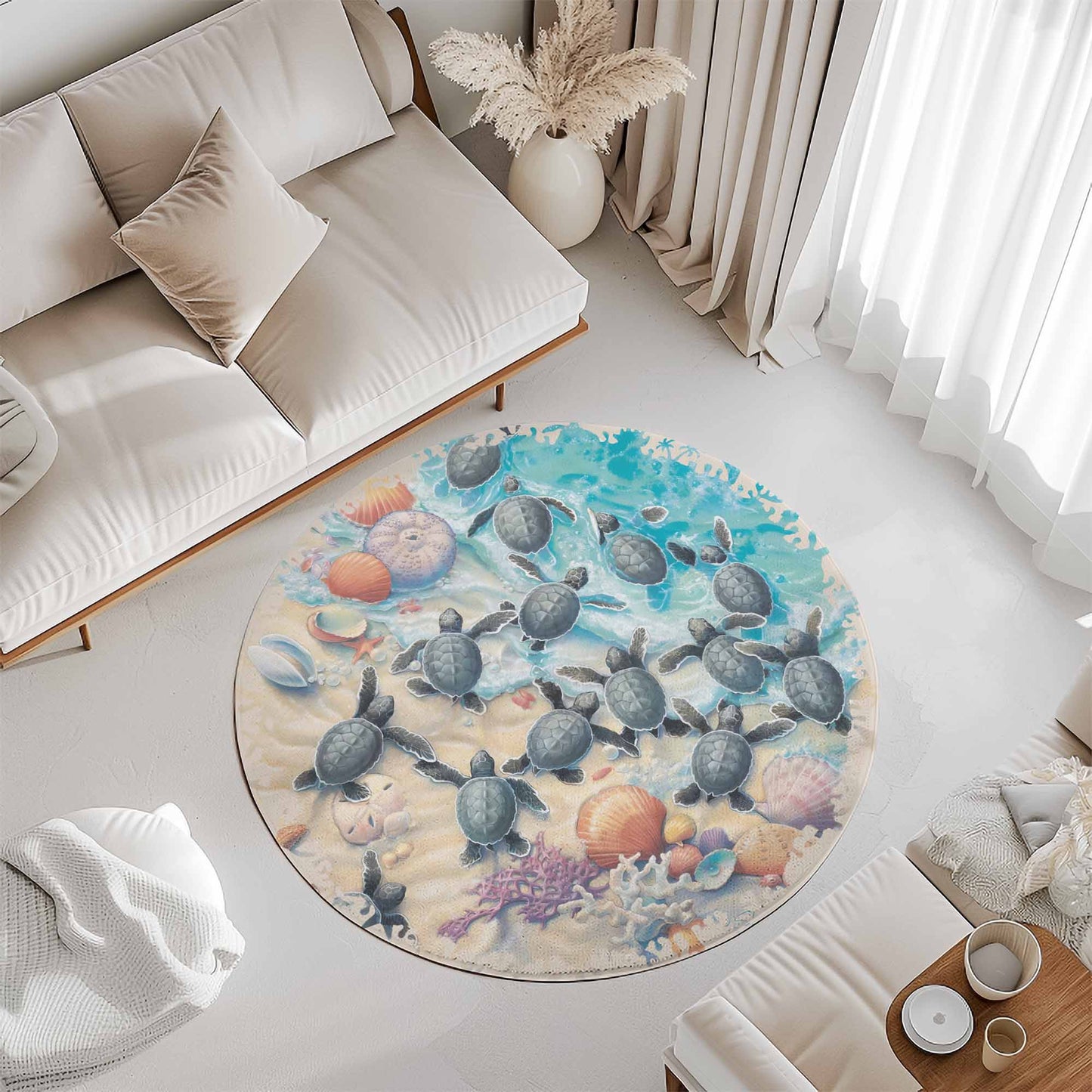 Baby Sea Turtle Round Rug