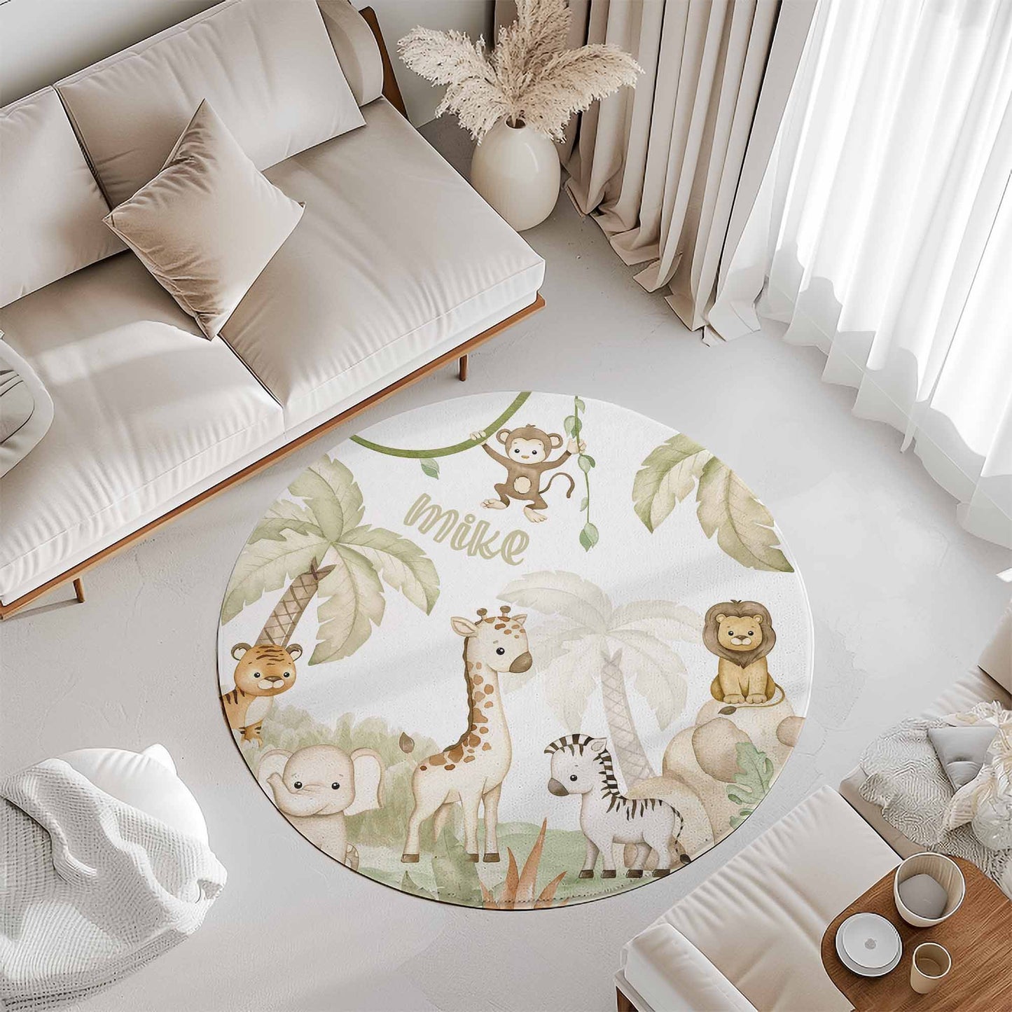 Baby Safari Animals Round Rug