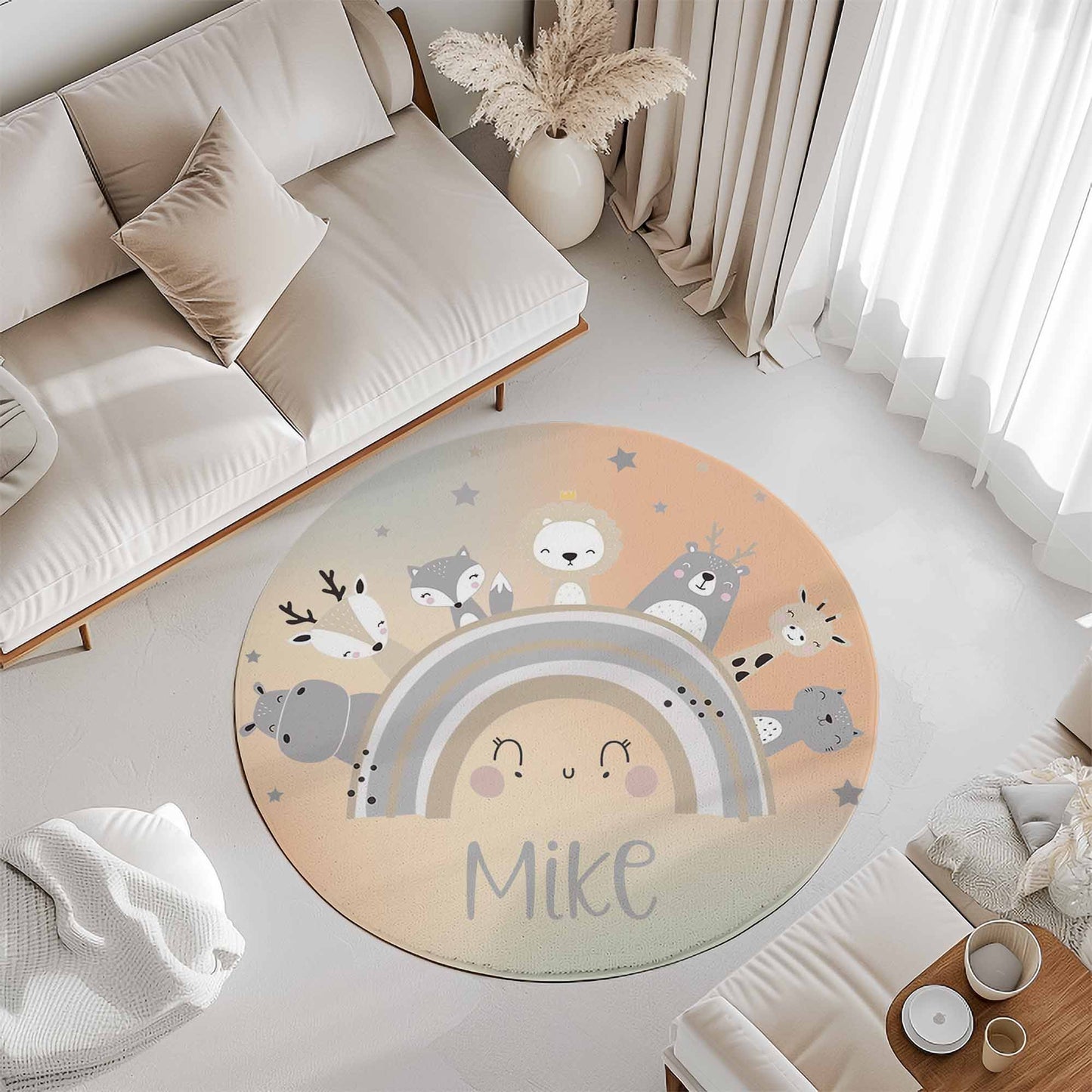 Rainbow Animals Round Rug