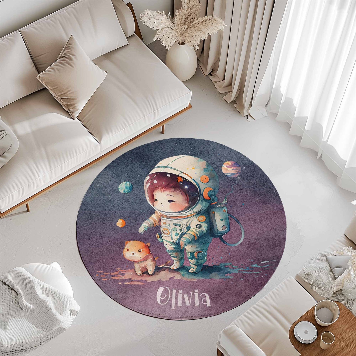 Little Astronaut Round Rug