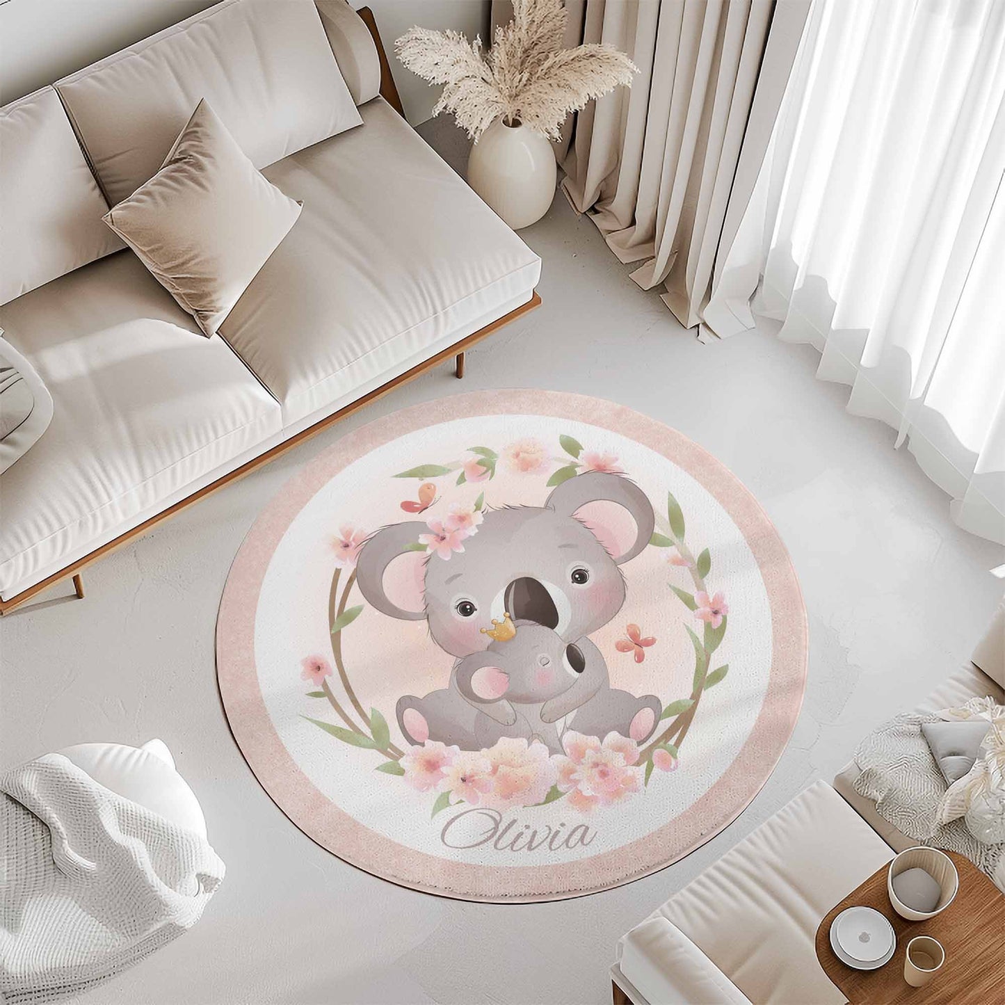 Mom And Baby Koala Round Rug