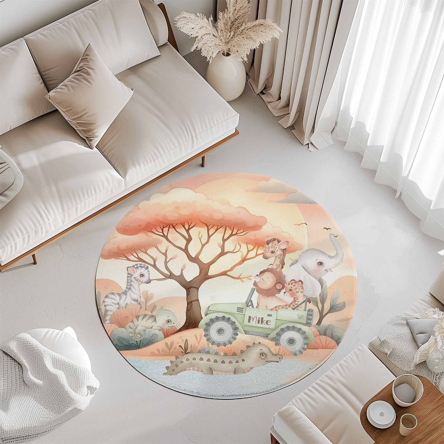 Safari Animals Round Rug