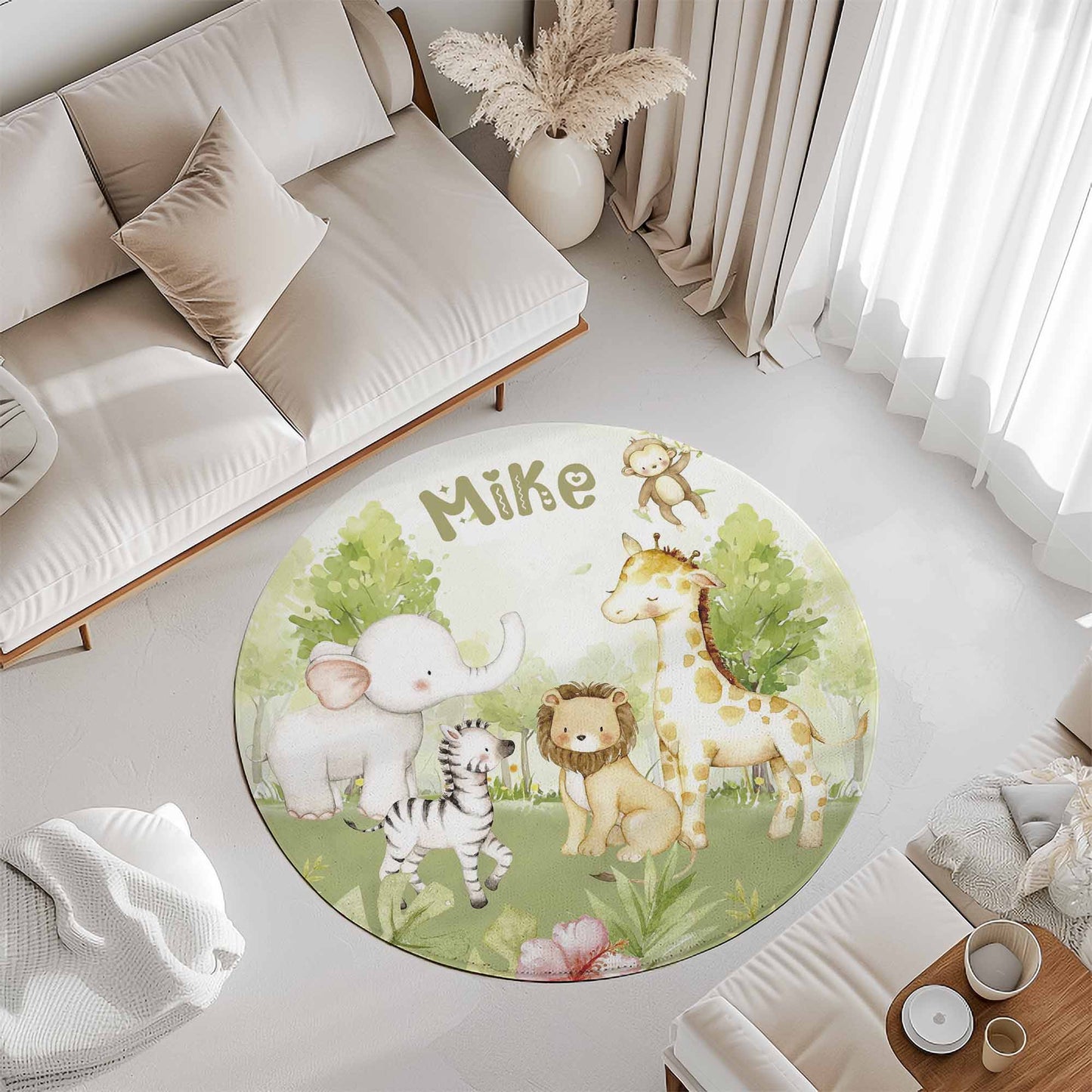 Safari Animals Round Rug