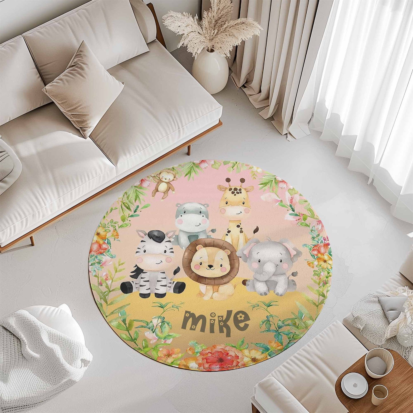 Safari Animals Round Rug