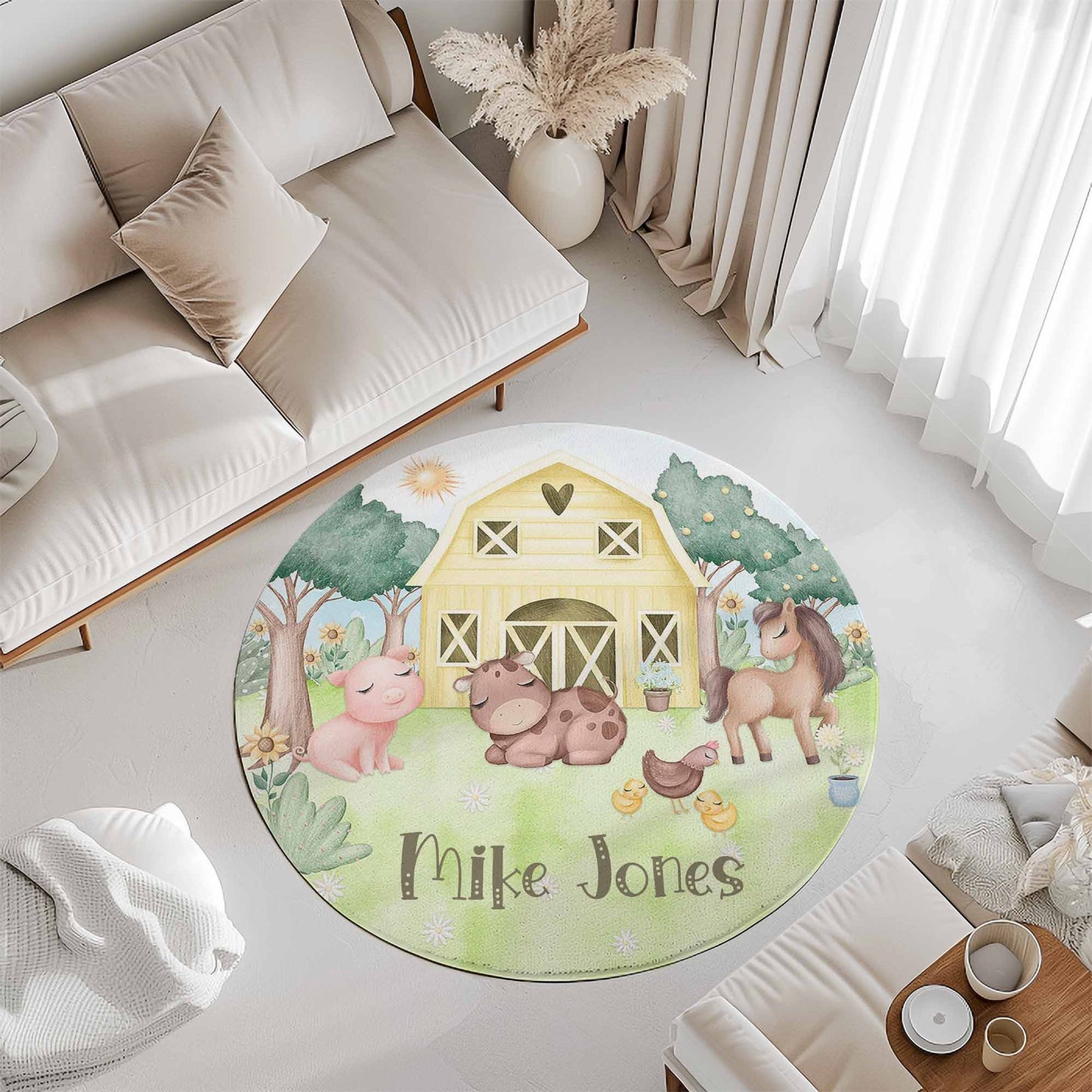 Farm Animals Round Rug