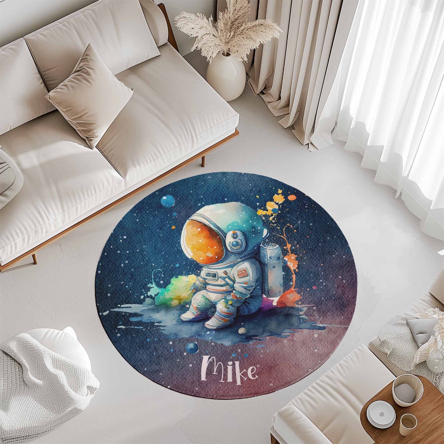 Little Astronaut Space Round Rug
