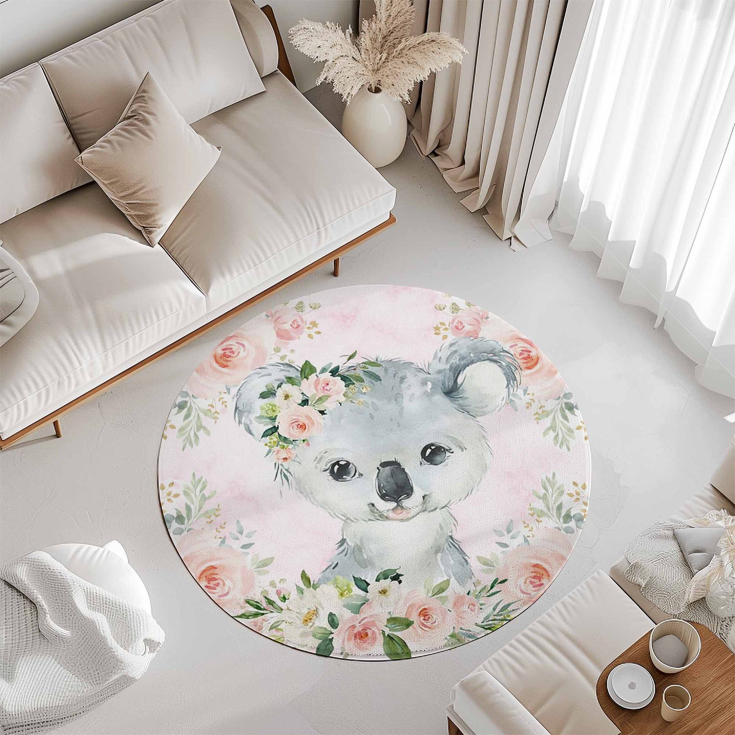 Baby Koala Rose Floral Round Rug