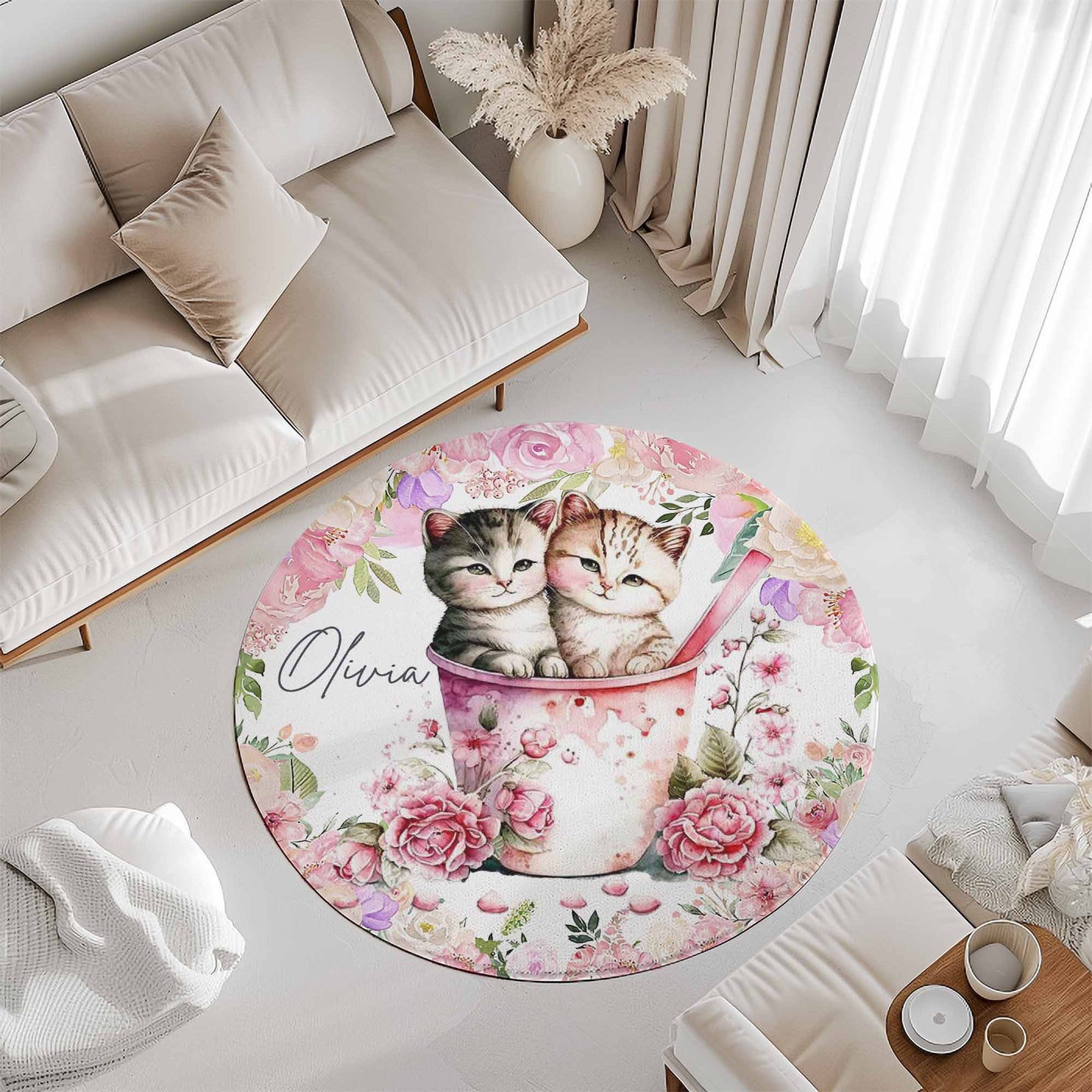Cat Couple Love Round Rug