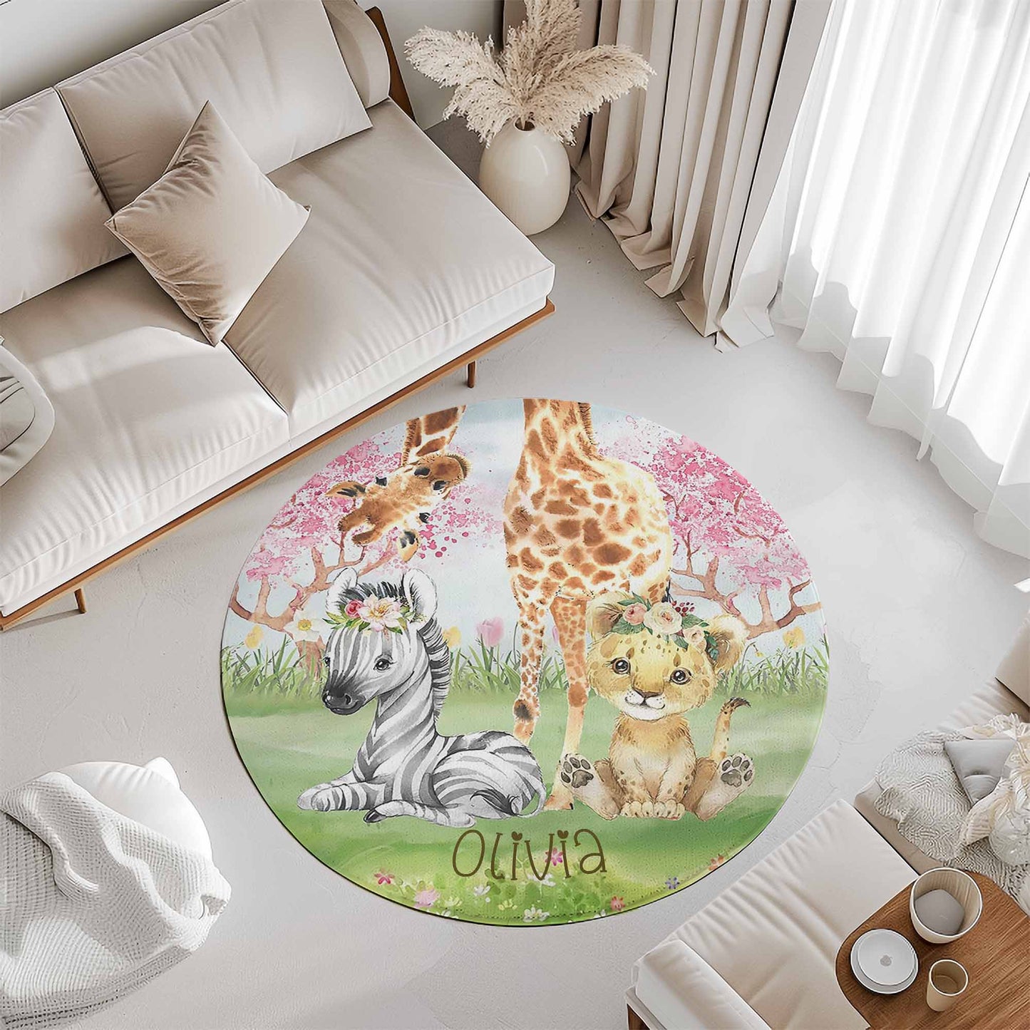 Baby Safari Animals Round Rug