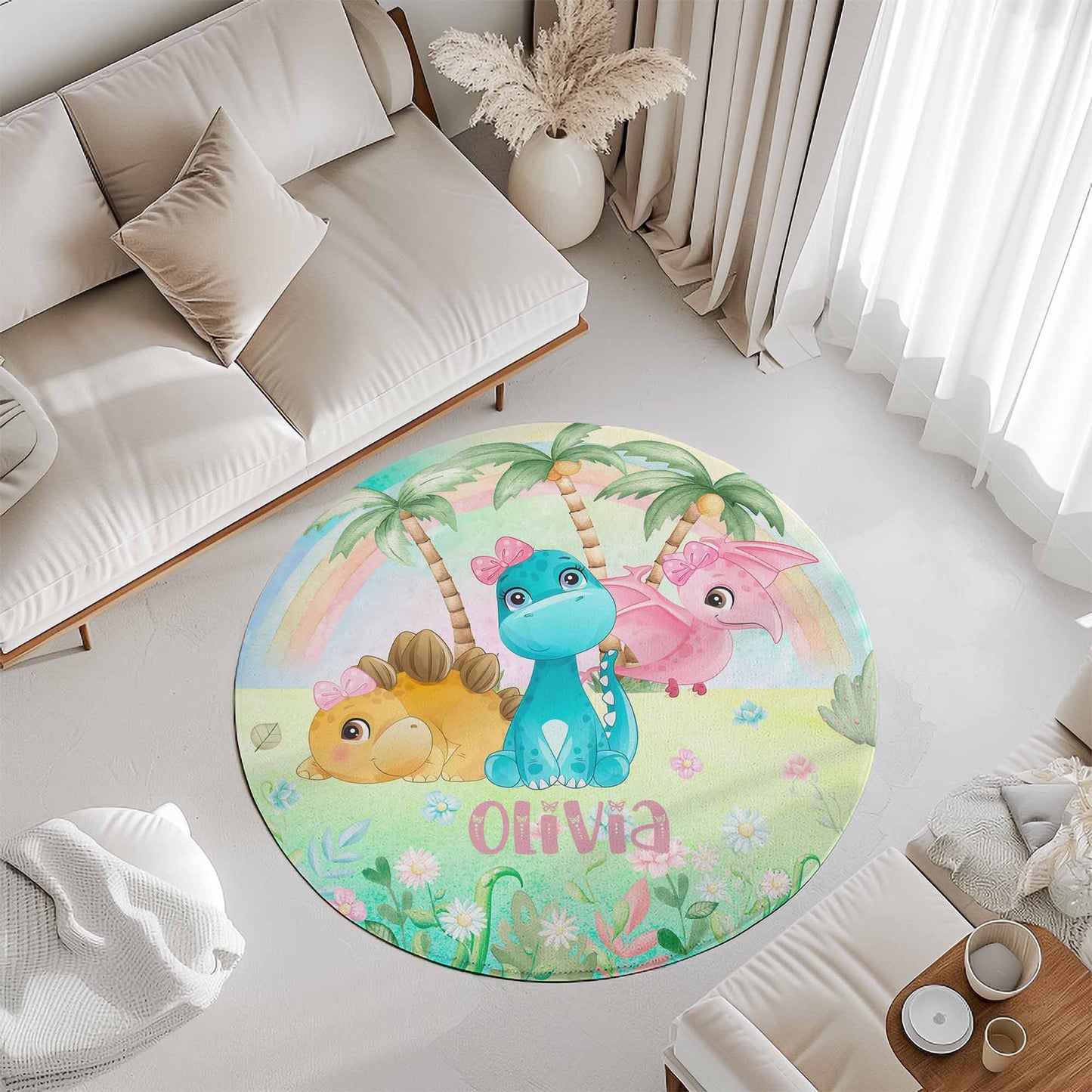 Dinosaur Tropical Round Rug