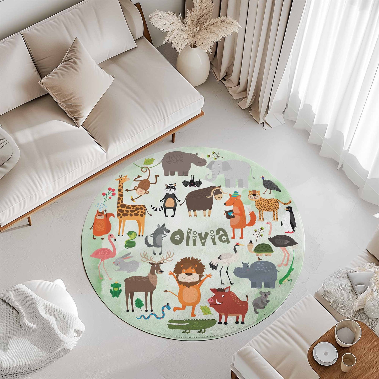 Safari Animals Round Rug