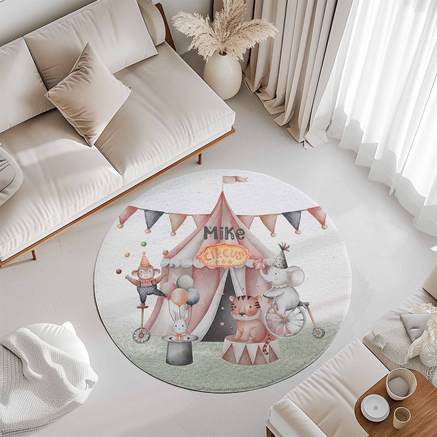 Circus Animals Round Rug