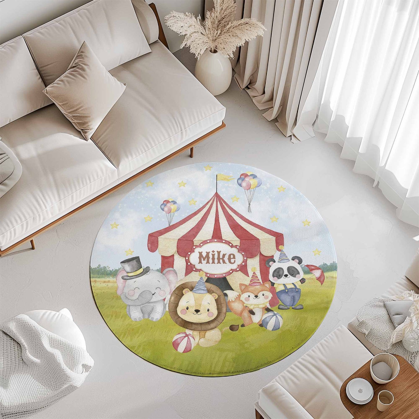 Circus Animals Round Rug
