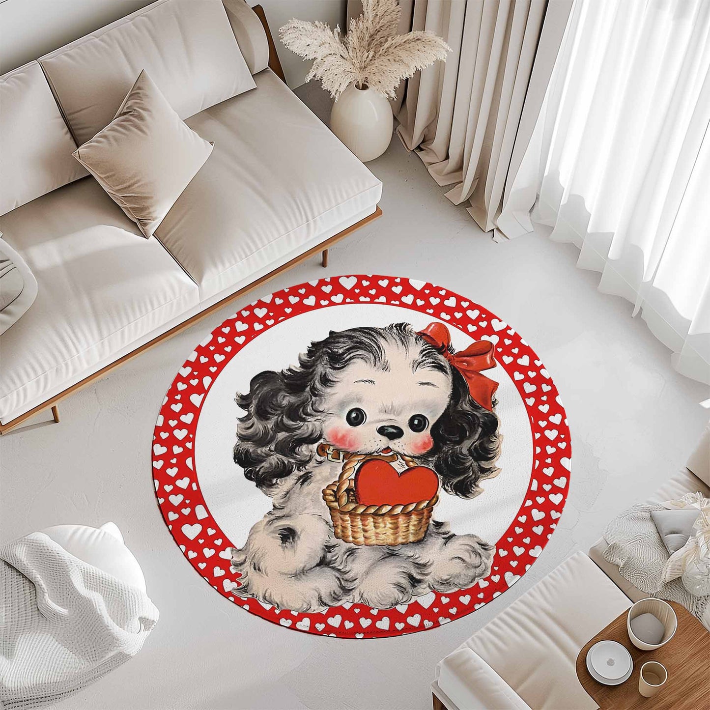 Vintage Puppy Love Round Rug