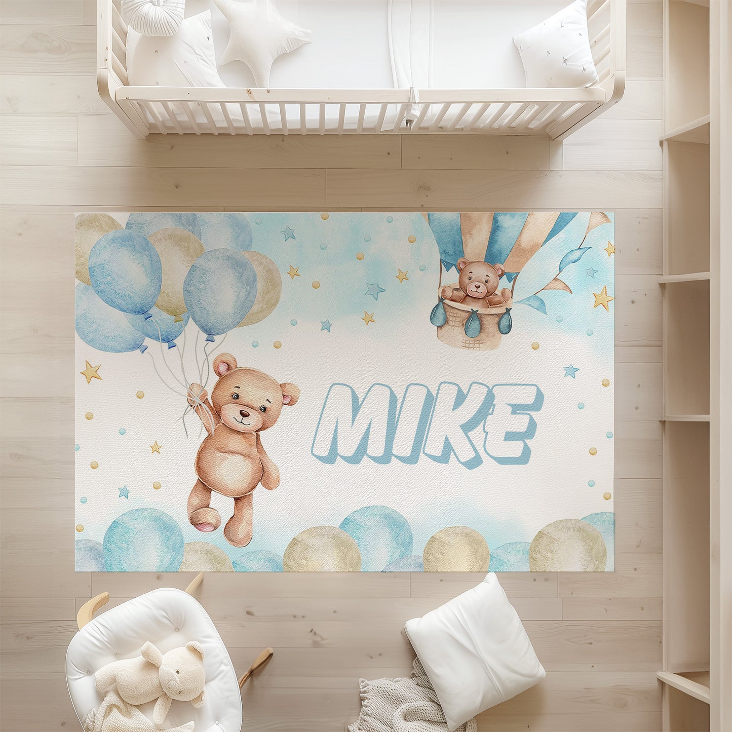 Balloon Teddy Bear Nursery Rug