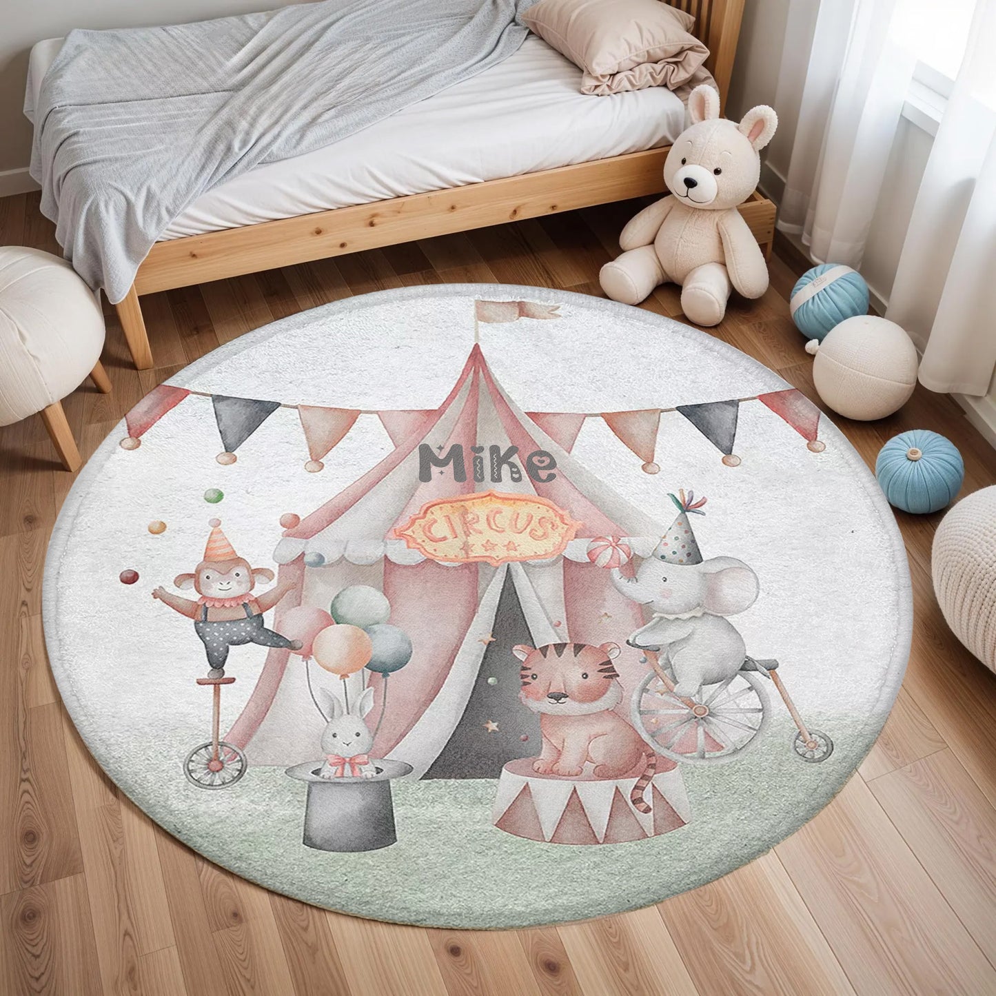 Circus Animals Round Rug